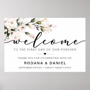 Calligraphy Welcome Blush Floral Wedding Sign