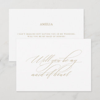 Calligraphy White Maid of Honour Proposal Card