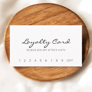 Calligraphy White Minimalist Modern Loyalty Card
