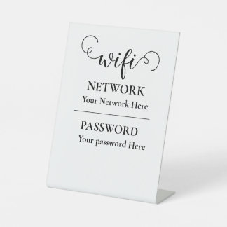 calligraphy wifi password pedestal sign