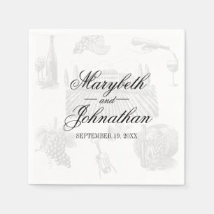 Calligraphy & Wine Wedding Patterned Paper Napkin
