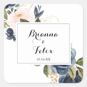 Calligraphy Winter Floral Wedding Envelope Seals