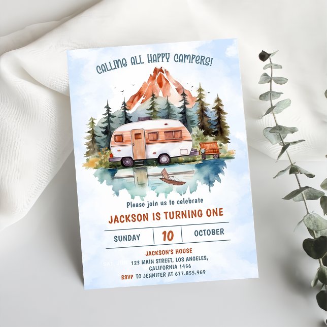 Calling All Campers 1st Birthday Camping Party  Invitation (Creator Uploaded)