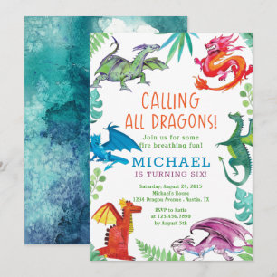 Calling all dragons birthday party invitation