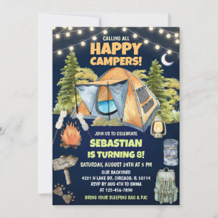 Calling All Happy Campers Birthday Invitation