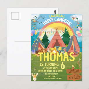 Calling All Happy Campers Camping Postcard