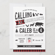 Calling All Lumberjacks Birthday Party Invitation
