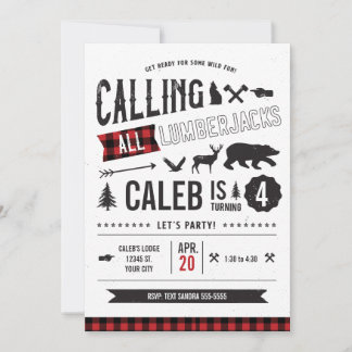 Calling All Lumberjacks Birthday Party Invitation