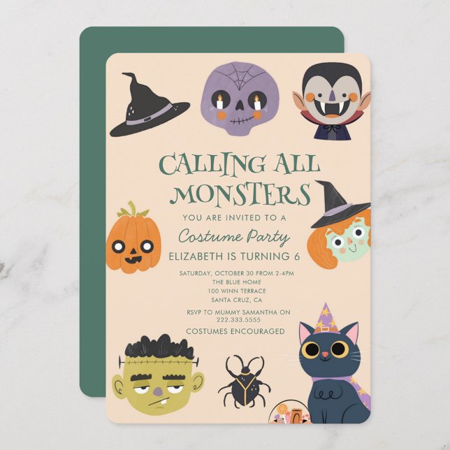 Calling all monster Halloween Birthday party Invitation (Creator Uploaded)