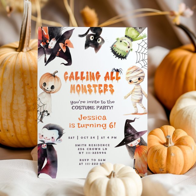 Calling all monsters cute Costume party Halloween Invitation (Creator Uploaded)