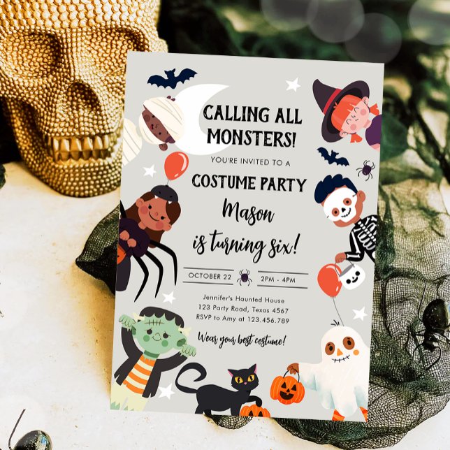 Calling All Monsters Halloween Costume Birthday Invitation (Creator Uploaded)