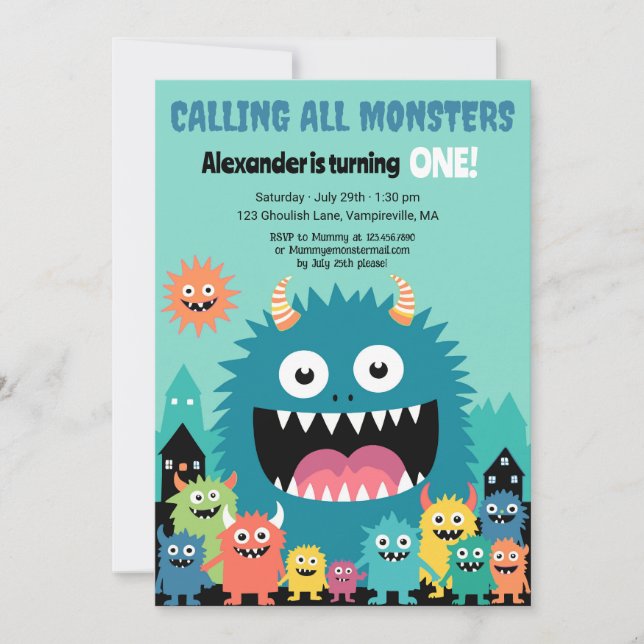 Calling All Monsters Personalize Invitation (Front)