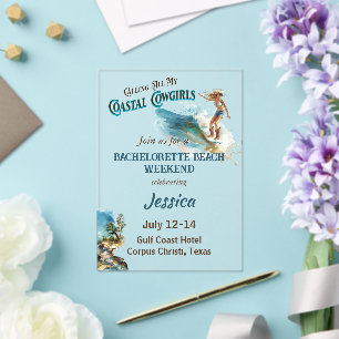 Calling All My Coastal Cowgirls Bachelorette Party Acrylic Invitations