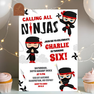 Calling All Ninjas Boy Birthday Invitation
