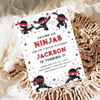 Calling All Ninjas Martial Arts Boy Birthday Invitation