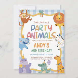 Calling All Party Animals Birthday Invitation