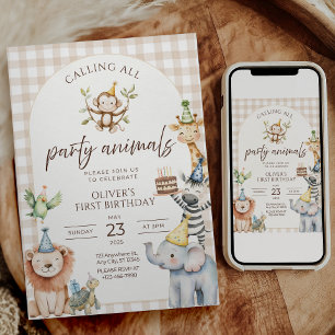 Calling all Party Animals Birthday Invitation 