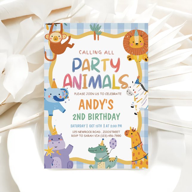 Calling All Party Animals Birthday Invitation (Creator Uploaded)