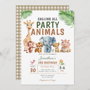 Calling All Party Animals Birthday Safari Party Invitation