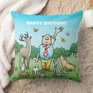 Calling All Party Animals Birthday Throw Pillow