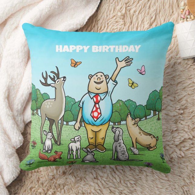 Calling All Party Animals Birthday Throw Pillow (Blanket)