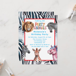 Calling All Party Animals Boys’ Birthday Party Invitation