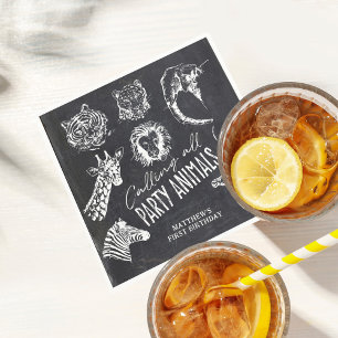 Calling All Party Animals Chalkboard Birthday Napkin