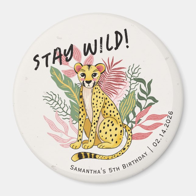 Calling All Party Animals Cheetah Birthday Favors Magnet (Front)