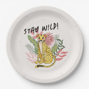 Calling All Party Animals Cheetah Kids Birthday Paper Plate