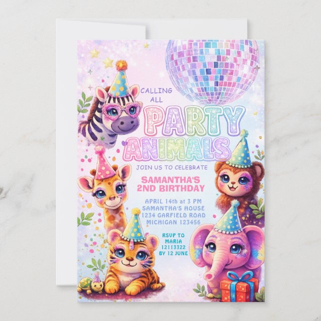 Calling All Party Animals Disco Ball Birthday Invitation (Front)