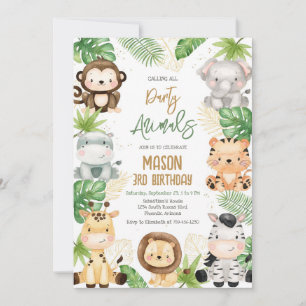 Calling All Party Animals Jungle Safari Birthday Invitation