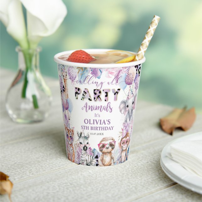 Calling All Party Animals Jungle Safari Birthday Paper Cups (Insitu)