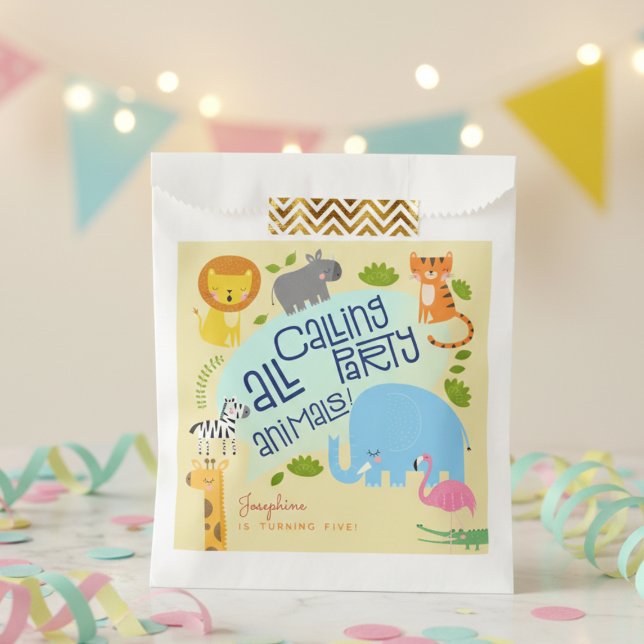 Calling all party animals kids birthday party favour bag (Creator Uploaded)