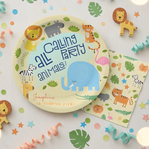 Calling all party animals kids birthday party paper plate