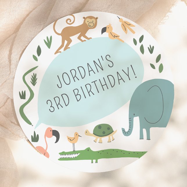 Calling All Party Animals! Modern Birthday Party Paper Plate (Creator Uploaded)