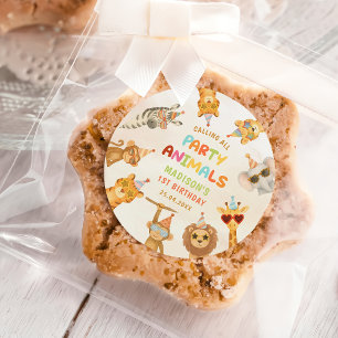 Calling All Party Animals Safari 1st Birthday  Classic Round Sticker