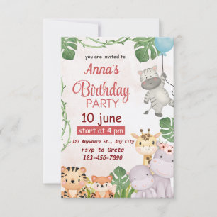 Calling All Party Animals! Safari Birthday  Invitation