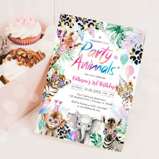 Calling All Party Animals Safari Birthday Invitation