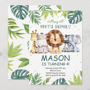 Calling All Party Animals Safari Birthday Invite