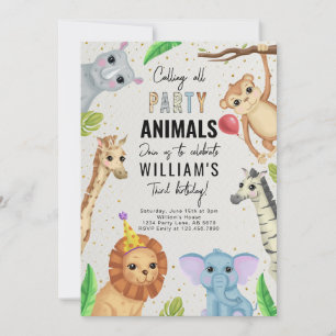 Calling All Party Animals Safari Invitation