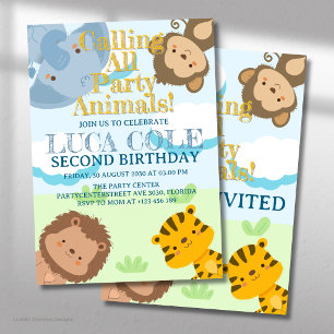 Calling All Party Animals Safari Jungle Birthday Invitation