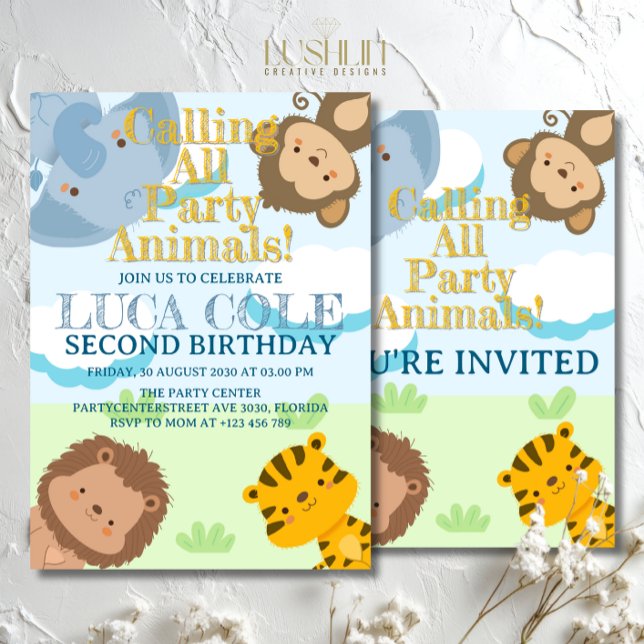 Calling All Party Animals Safari Jungle Birthday Invitation (Creator Uploaded)