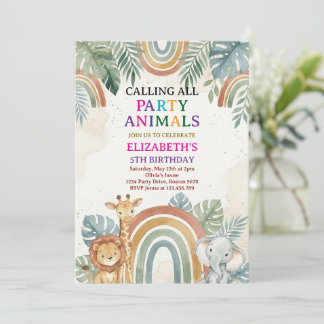 Calling All Party Animals Safari Zoo Birthday Invitation