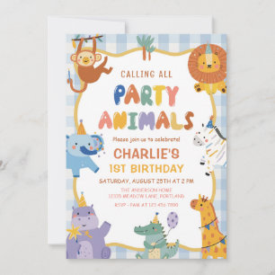 Calling All Party Animals Safari Zoo Birthday Invitation