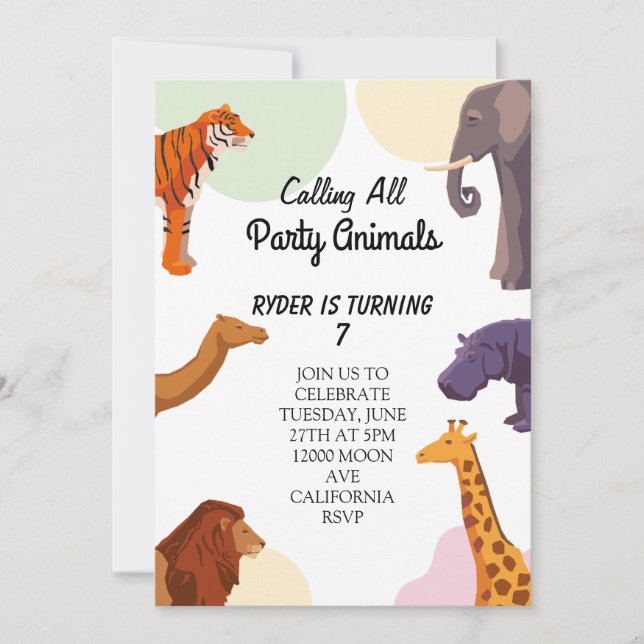 Calling All Party Animals Safari Zoo Birthday  Invitation (Front)