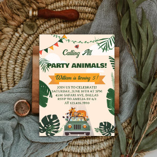 Calling All Party Animals Safari Zoo Birthday Invitation