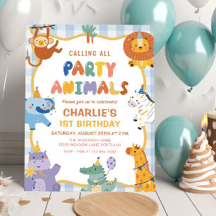 Calling All Party Animals Safari Zoo Birthday Invitation