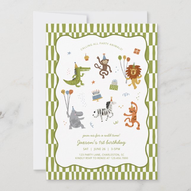 Calling All Party Animals Wild Safari Birthday Invitation (Front)