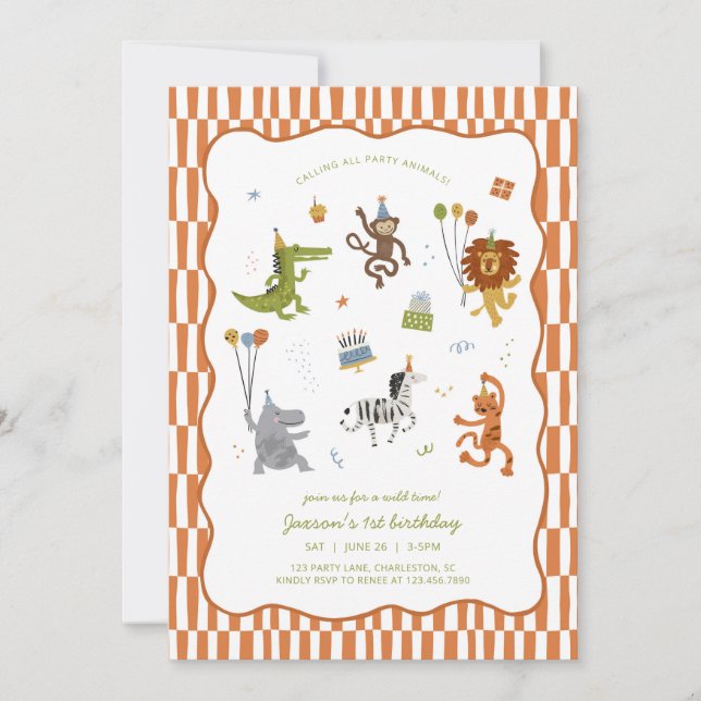 Calling All Party Animals Wild Safari Birthday Invitation (Front)