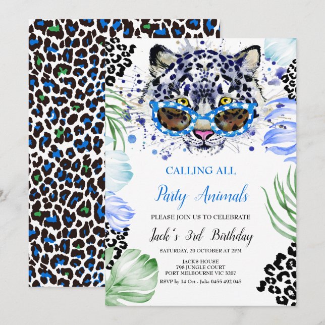 Calling All Party Birthday  Animals  Invitation (Front/Back)